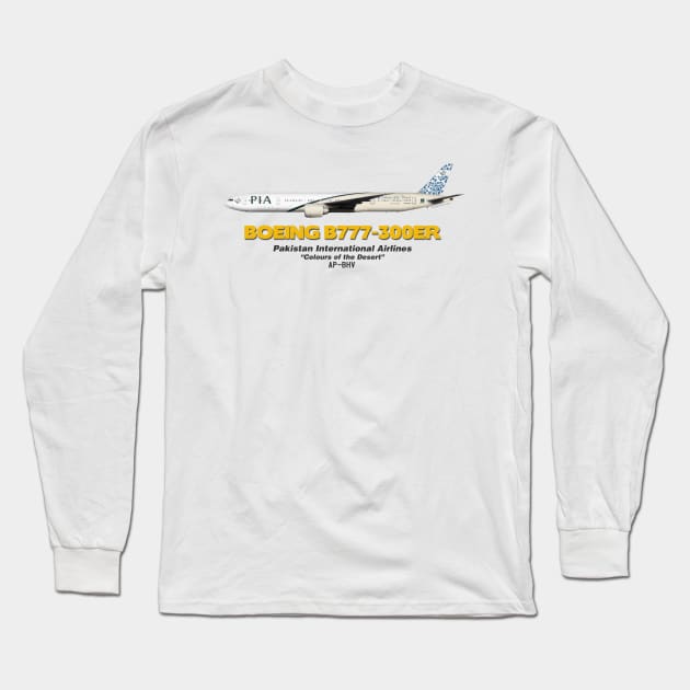 Boeing B777-300ER - Pakistan International Airlines "Colours of the Desert" Long Sleeve T-Shirt by TheArtofFlying